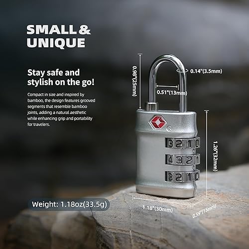 Miniatura 2 de Cerraduras de equipaje aprobadas por la TSA, combinación de candados pequeños para artículos esenciales de viaje, cerraduras TSA para equipaje,