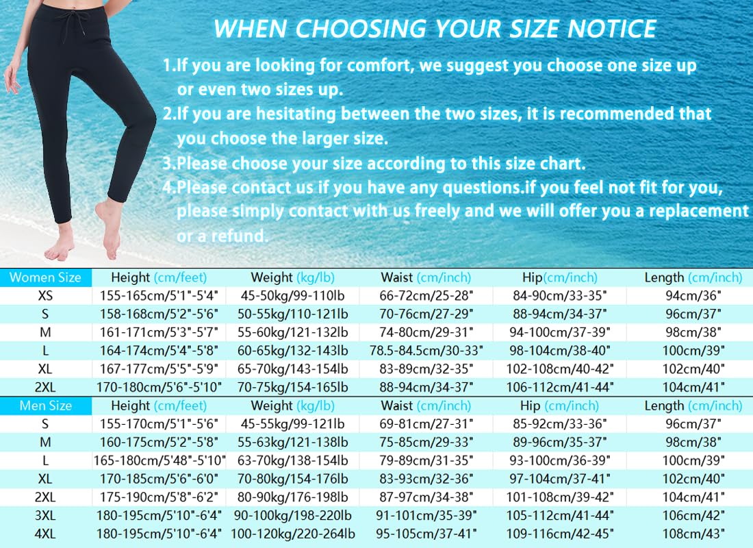 Skyone Wetsuit Pants Women Men Neoprene Pants Leggings 3MM Swim Pants Tights, Black Wet Suit Pants Long Scuba Diving Pant Warm for Surfing Snorkeling Boating Kayaking (3MM Black Women, X-Large)