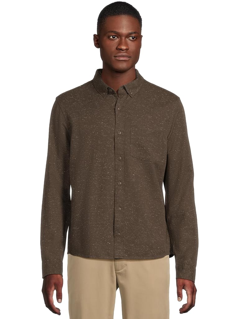 Brown L.L.Bean Signature Donegal Woven Long Sleeve Shirt