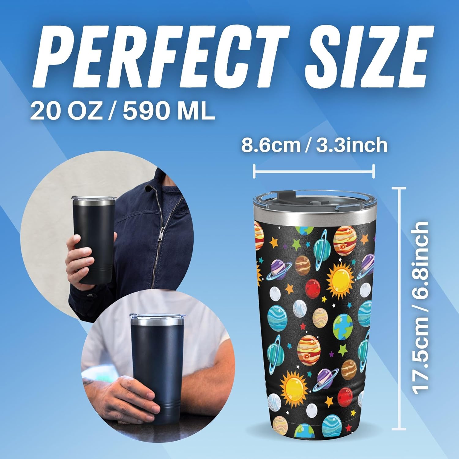 Onebttl Planet Gifts Space Astronomy Solar System Tumbler Travel Coffee Mug, Astronauts Gifts for Astronomy Space Lover, Men, Boys, Christmas, Birthday, Stainless Steel Insulated 20oz/590ml - Image 6