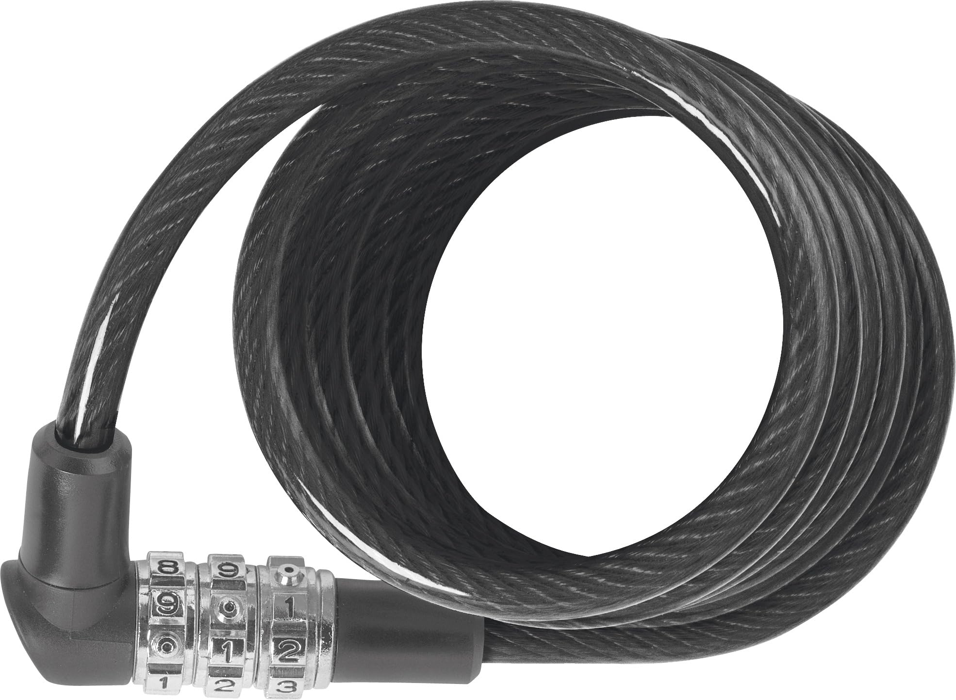 Black Abus 3506C Coil Cable Combi Bike Lock - Number Combination - 6Mm Tick - Flexible - 120Cm Length - Bikes - Cycling - Secure