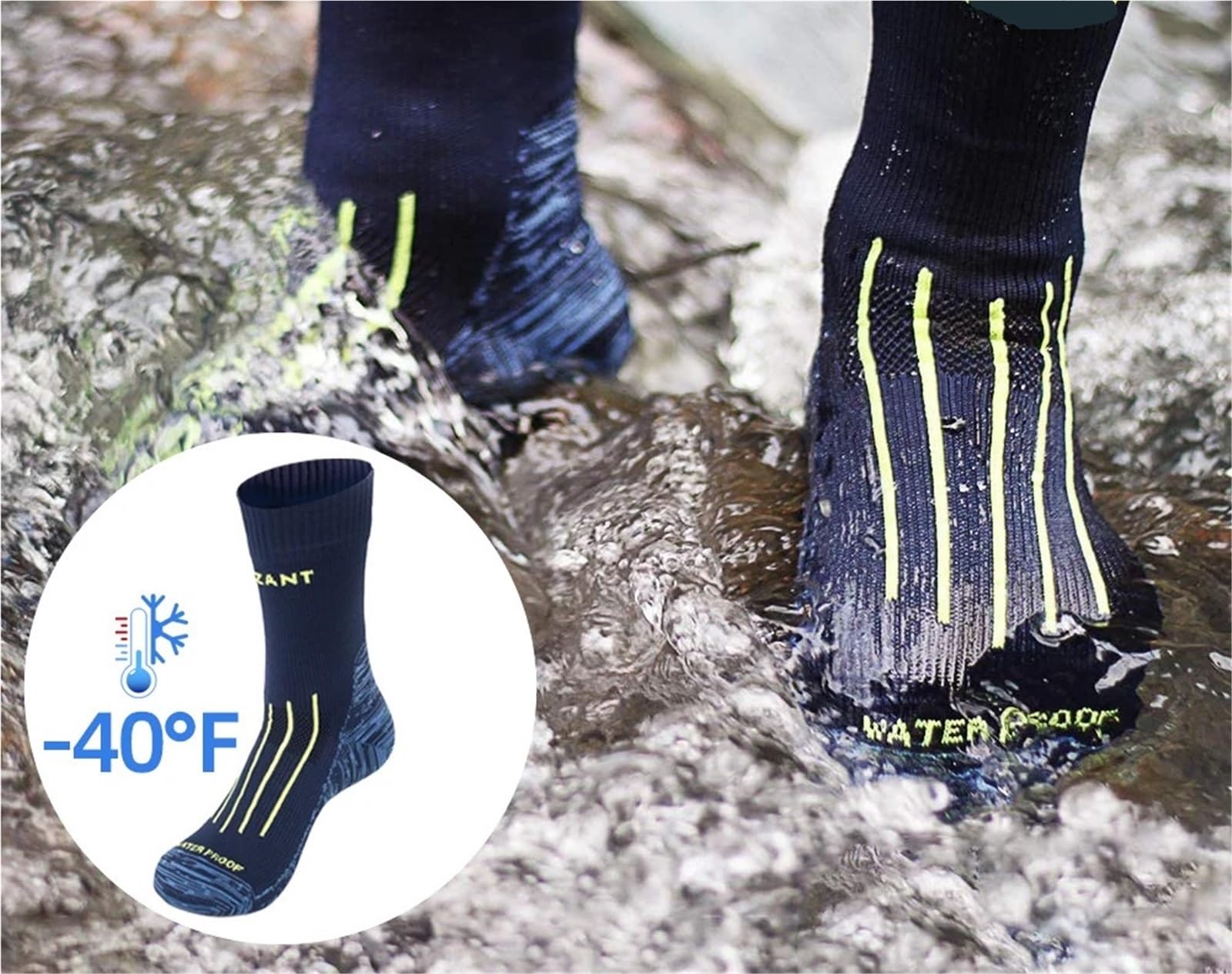 Chaussettes imperméables for Hommes, randonnée, équitation, Ski, Cyclisme, Camping, pêche, Sport, Neige, Chaussettes Thermiques Chaudes d'hiver, membranes PORELLE