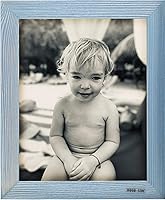 Vista 7 de Portarretratos de póster de madera rústica 11x17 - Madera maciza natural ecológica con acabado envejecido para montaje en pared - Azul