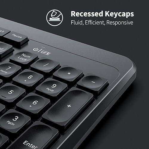 Miniatura 4 de Conjunto ergonómico de teclado y mouse inalámbrico, silencioso de tamaño completo 2.4G, juego de teclado inalámbrico con reposamanos para
