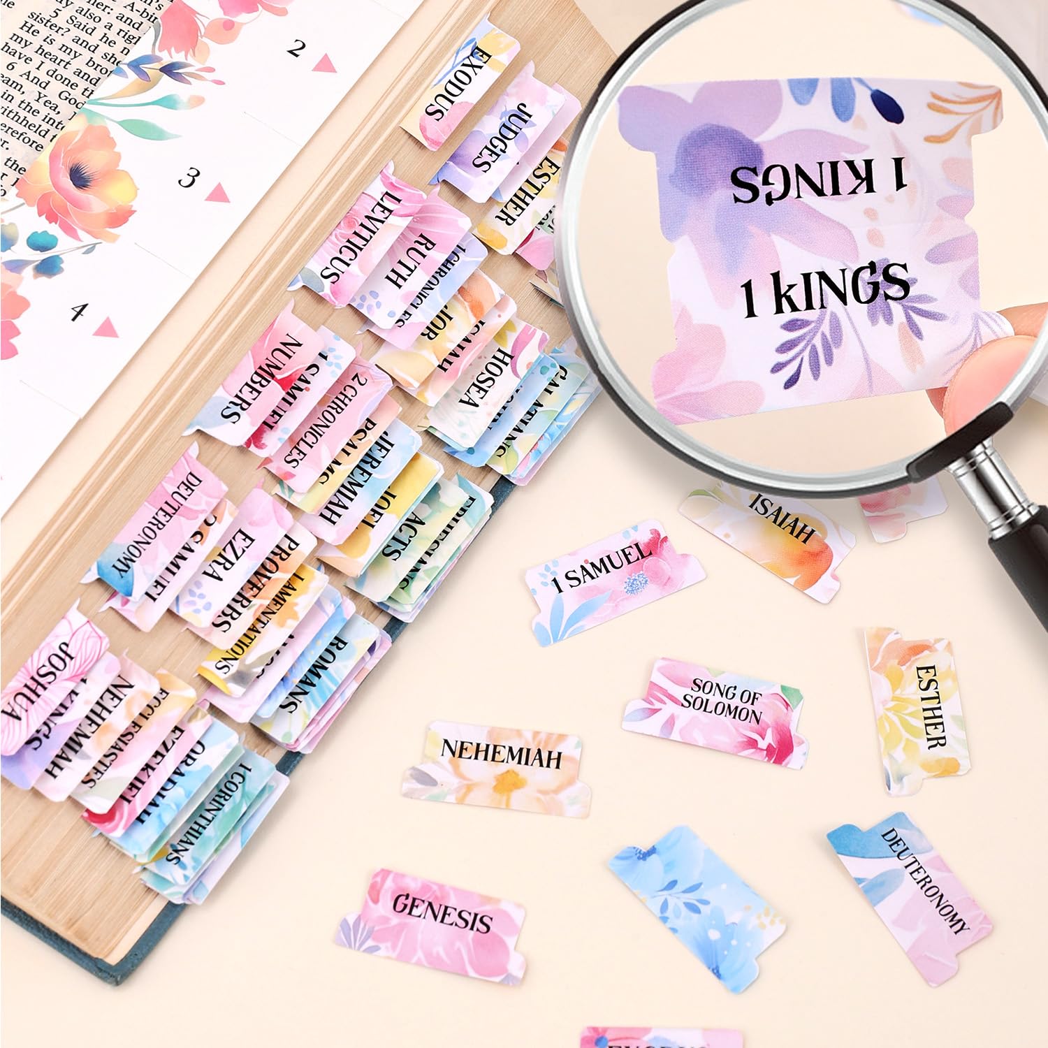 Bible Tabs for Women 66 Large Print Laminated Bibles Chapters Index Tabs and 39 Blank Dividers Sticky Labels — view 3