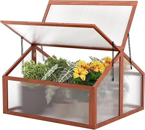 Giantex Garden Portable Wooden Cold Frame Greenhouse Raised Flower Planter