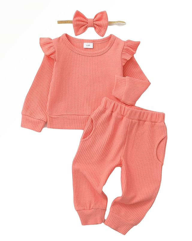 Mioglrie Toddler Baby Girl Clothes Fall Winter Sweatsuit Newborn Sweatshirt Sweat Pant Sets Outfits Infant Girls Clothing
