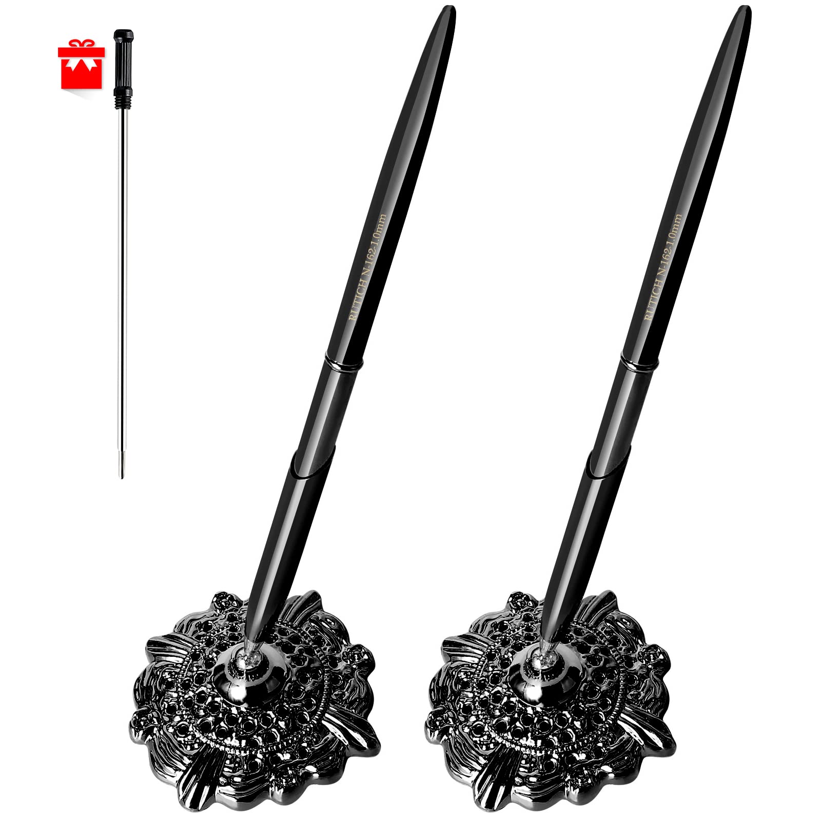 RUTICH Replacement Wedding Signing Pen Guest Book Pen for Wedding Bridal Engagement Valentine's Day Signing Pen Holder, Black 2 Pcs