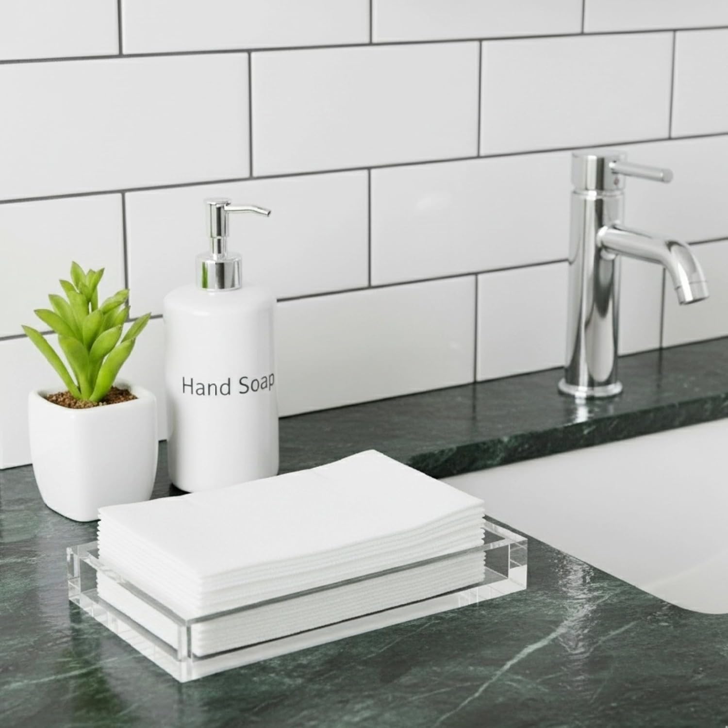 Amazing Abby - Selena - 2-Pack Acrylic Vanity Tray (9.5"x5.5"), 9mm Thick Acrylic, Plastic Bathroom Countertop Organizer, Clear Decorative Dish, Great for Vanity, Nightstand, Entryway, and Home Decor
