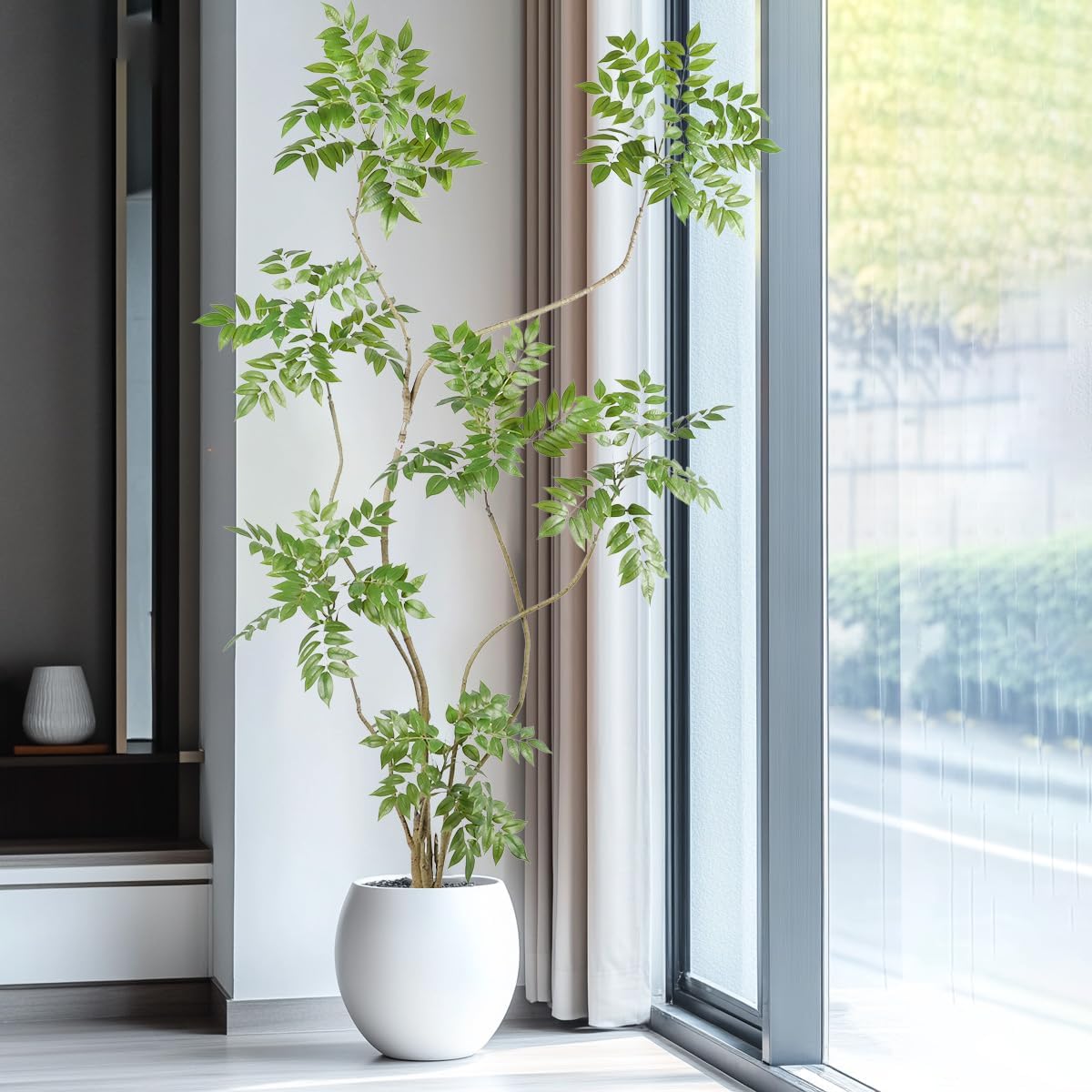 Artificial Sumac Tree,6ft(1pack) Tall Fake Plants Artificial Mahonia fortunei Plants for Indoor, Fake Trees for Office Home Living Room Floor Patio Greening Porch Decor - Image 4