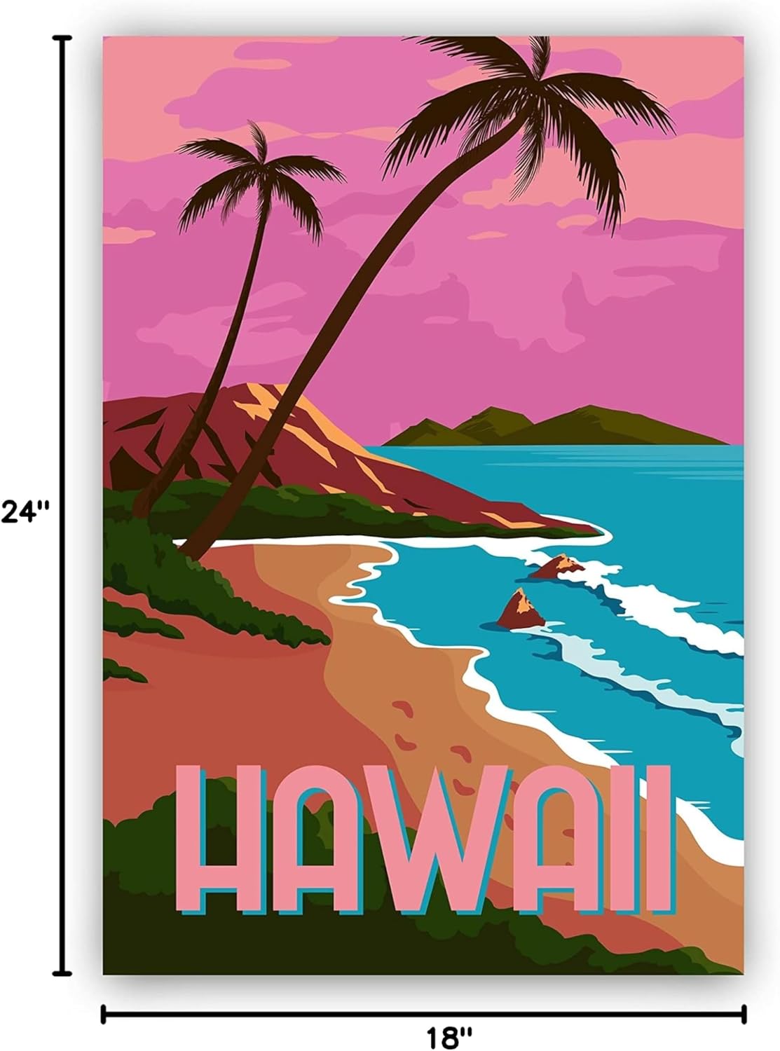 Hawaii Travel Poster, Hawaii Poster Wall Art, Hawaii Cityscape and Landmark Poster, Home Wall Art, Office Wall Decor, Posters, Hawaii Country Poster - 18x24