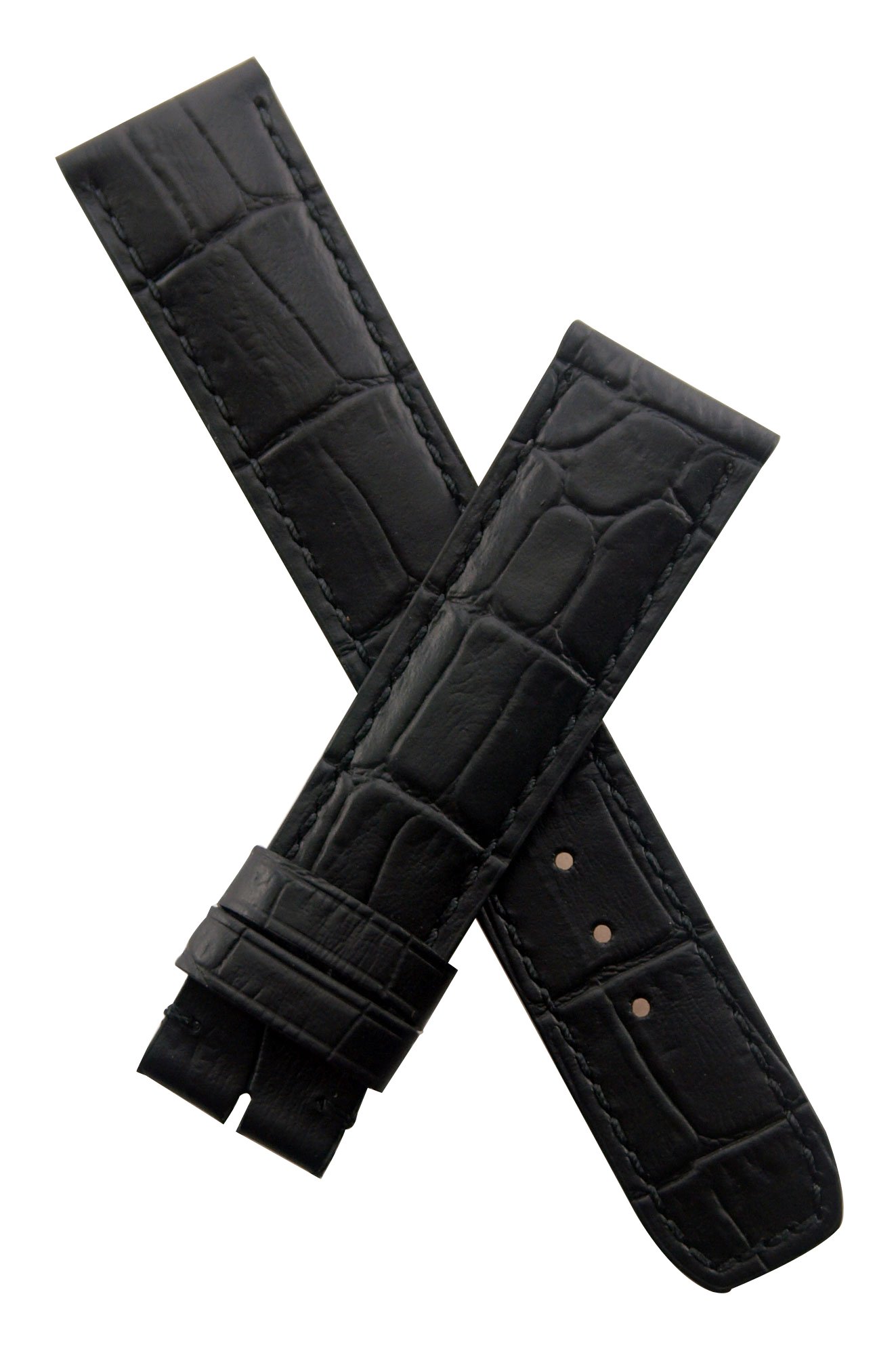 WatchstrapworldBM-CL-01-0131PN - 20 mm Black Leather Crocodile-Style Deployment Watch Strap Compatible with Baume & Mercier Capeland Models requiring a 20 mm Watch Strap