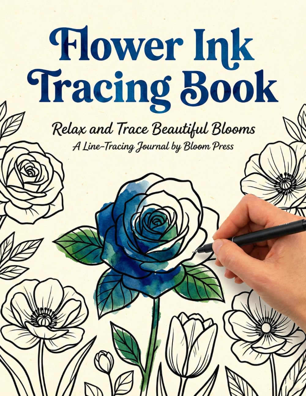 Ink Tracing Flower Reverse Coloring Book: Relaxing Floral Ink Tracing Pages for Stress Relief, Mindfulness & Creative Calm