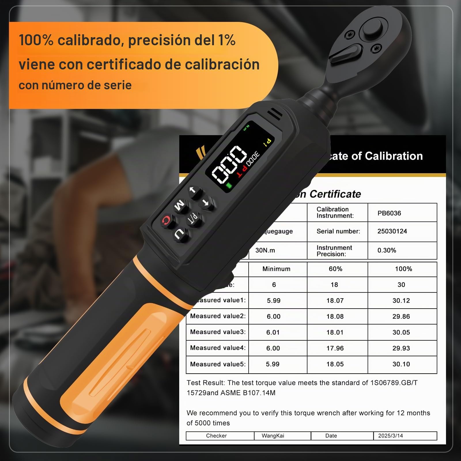 Uharbour Llave Dinamométrica Digital de 1/4", Rango de 1,1-22,1 ft-lb / 1,5-30 Nm, Llave Dinamométrica Eléctrica con Trinquete de Doble Dirección, Precisión de ±2% con Vibración, Zumbador y Alerta LED
