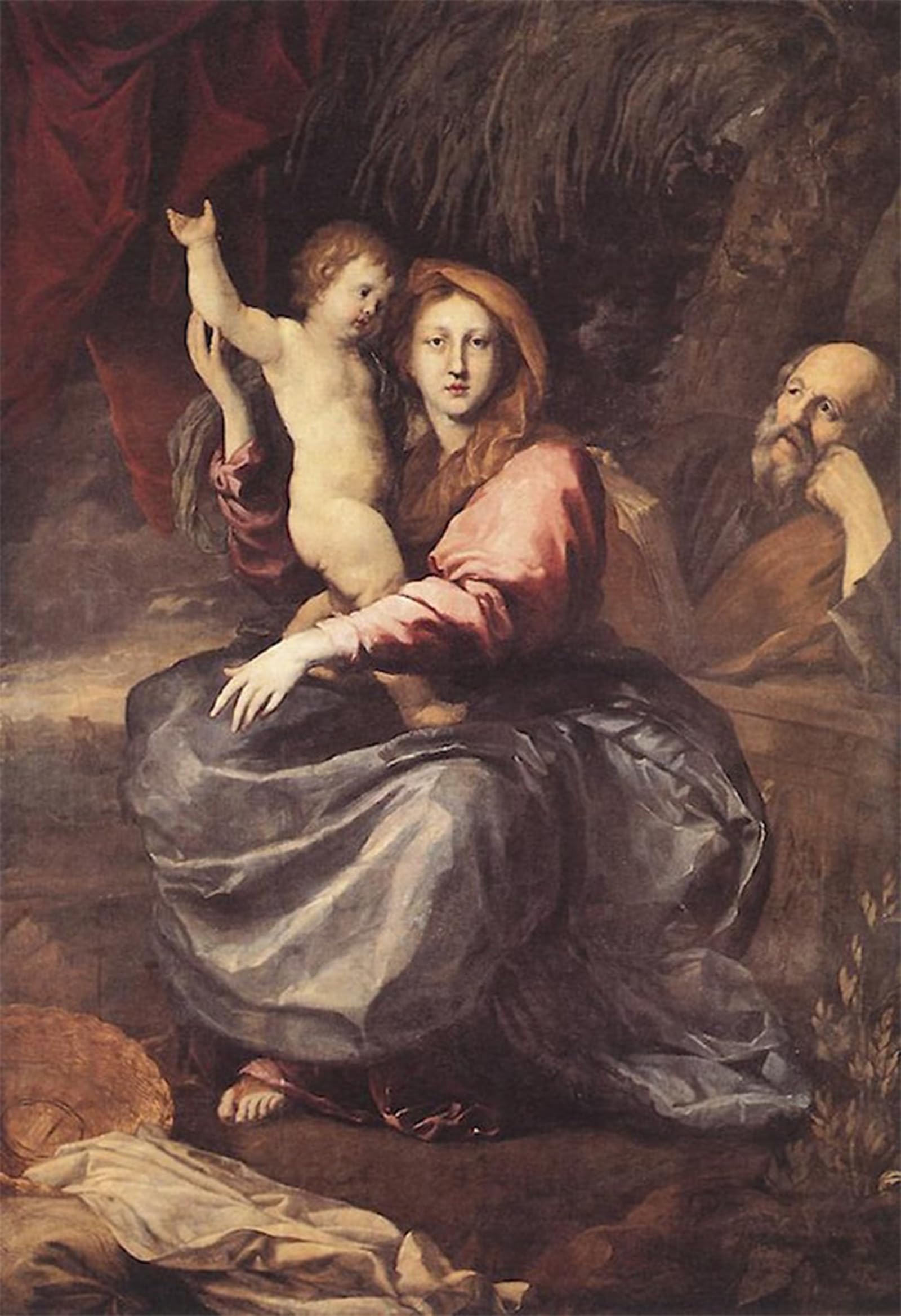 ARTXLXXBN Famous Painting Art Wall Decor Abstract Art Picture the Holy Family At the Palm-tree by Pierre Puget Animal Pictures for Home Decor 60x90cm