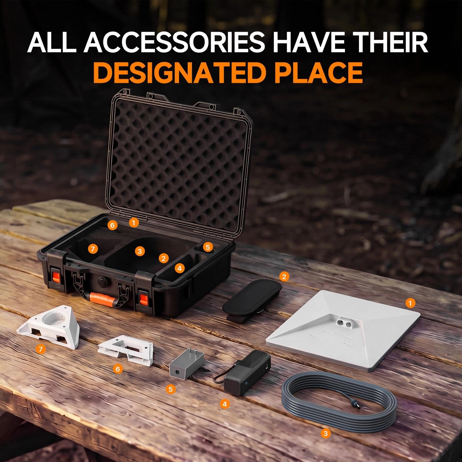 Starlink - Mini custodia da trasporto con vano batteria integrato, guscio rigido impermeabile IP67 con schiuma su misura per Starlink Mini, supporto, adattatore, alimentatore e cavi, ideale per uso