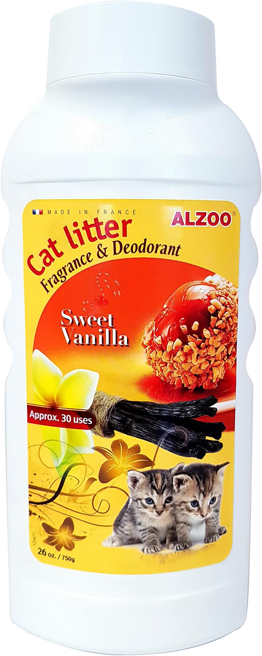 ALZOOCat Litter Deodorizer, Sweet Vanilla Scent - Neutralize and Prevent Odor Formation - Prolong The Life of Your Litter - 26 oz - About 30 uses