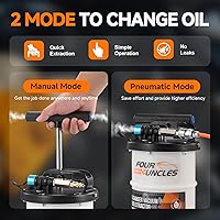 Vista 2 de FOUR UNCLES Extractor de aceite de 6.5 litros – Extractor de líquido de vacío neumático/manual con removedor de tanque de bomba y 4 tubos