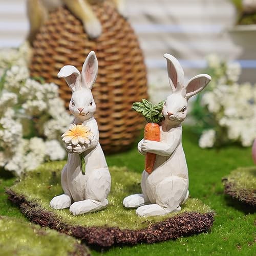 Miniatura 7 de Newman House Studio Adornos de Pascua Decoración de Conejo Decoración de Primavera Figuras de Primavera Centro de Mesa - 2 piezas Adornos de