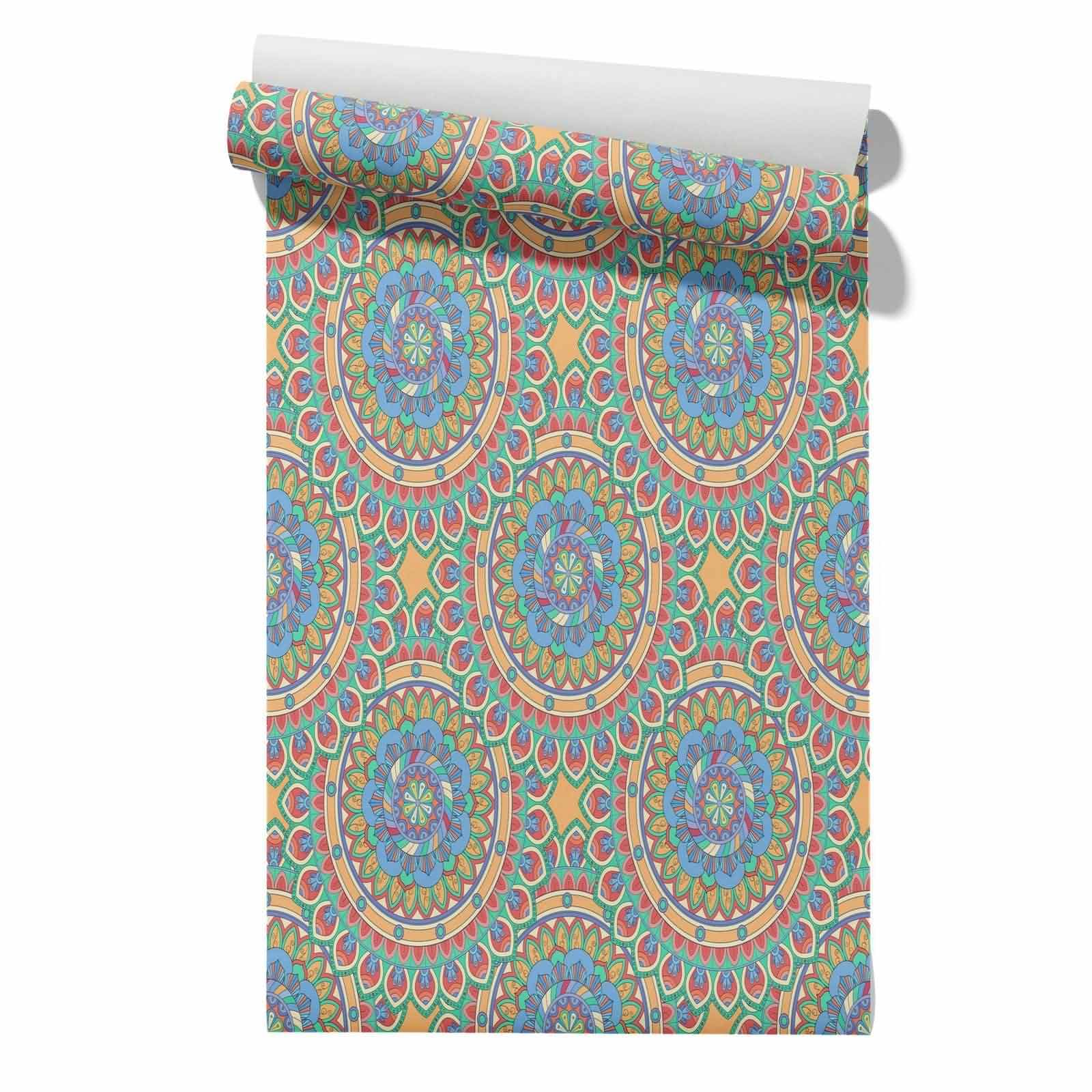 Cevan Style 24 Bathroom Wallpaper Paste Shower Covering Panels Mandala Ethnic Retro Pvc Wardrobe Removable Contact Paper For Furniture 45X200cm
