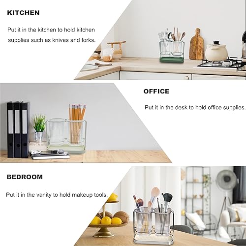 Miniatura 5 de fapugh Soporte para utensilios de cocina, organizador de cubiertos de pared con bandeja de drenaje, soporte para utensilios, organizador de