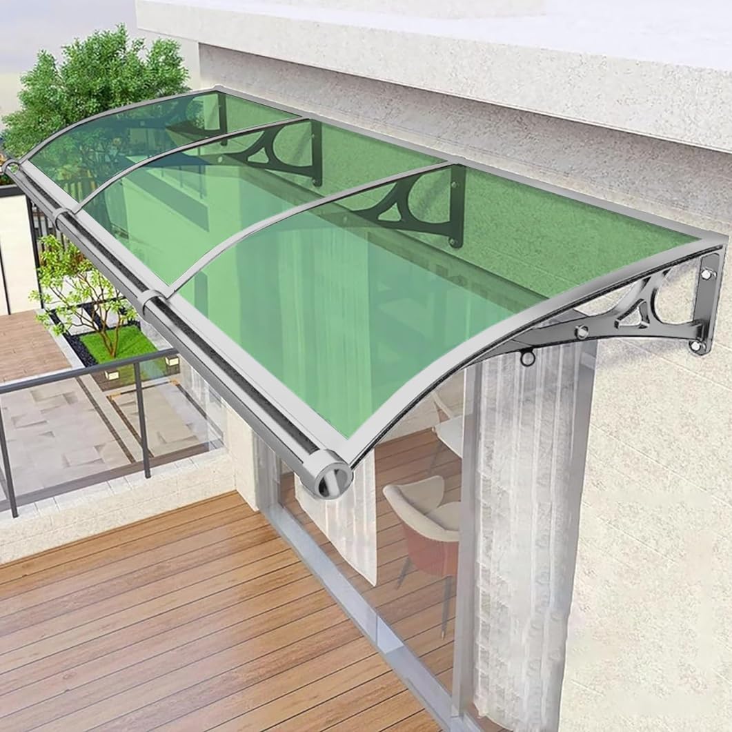 Marquise de porte polycarbonate verte YVYKFZD pour protéger vos invités de la pluie