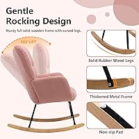 Vista 4 de NIOIIKIT Mecedora tapizada para guardería, mecedora tapizada de peluche, asiento acolchado con respaldo alto, silla auxiliar cómoda para sala de Oso