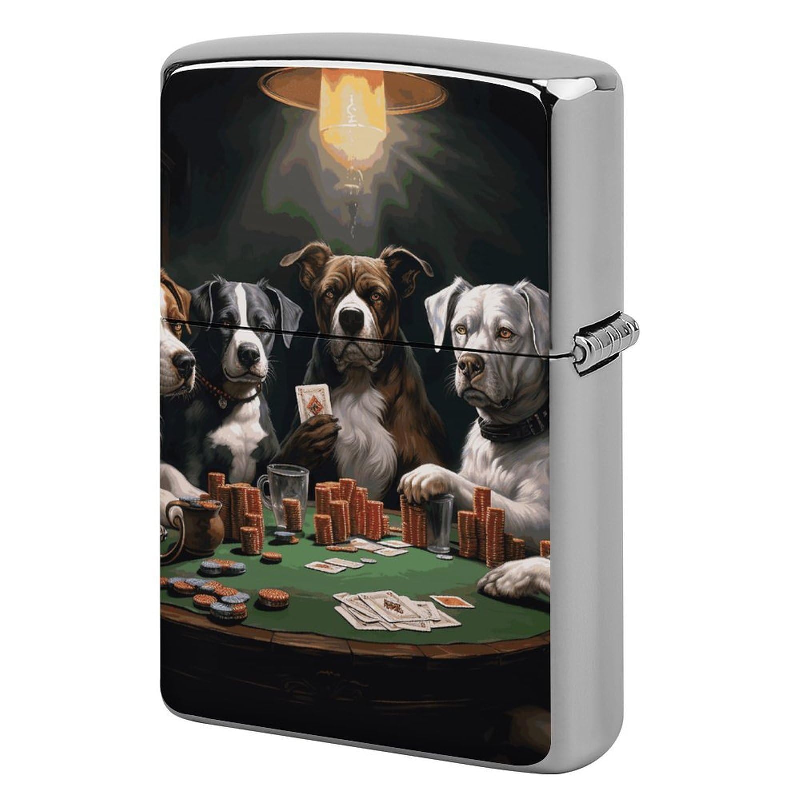 Playing Poker Dogs Lighter Case for Men, Personalized Lighter Cover for Valentine's Day Gifts, Flip-Top Lighters Shell for Outdoor, Portable Lighters Protective Sleeve