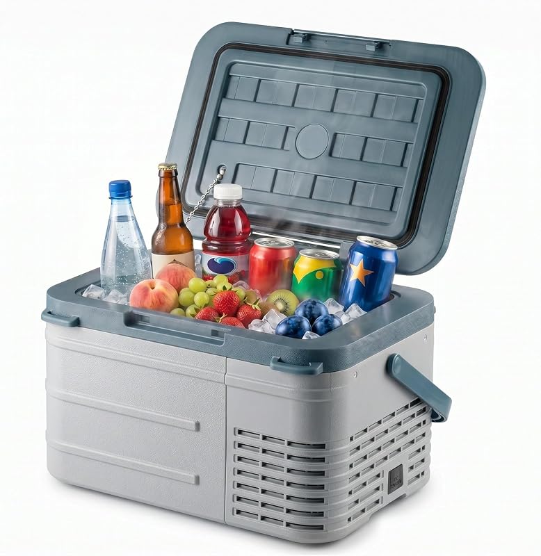 12V Car Refrigerator, 11QT(10L) Portable Electric Cooler, -4℉-68℉ | 12V/24V DC and 110-240V AC, Portable Car Fridge, Compressor Freezer for Truck, RV, SUV, Camping, Road Trip, Blue