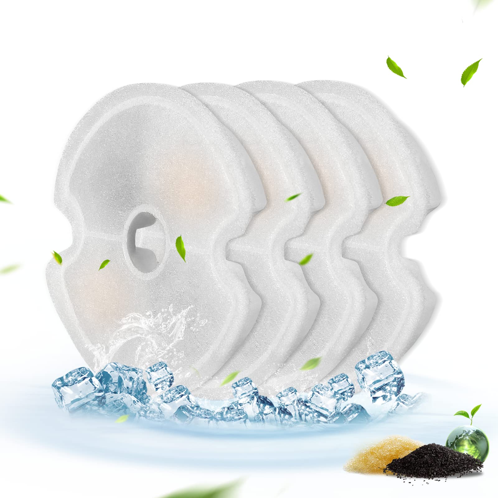 4 Pack Cat Water Fountain Filters for 67oz/2.0L Plastic Pet Fountain and 84oz/2.5L Stainless Steel Water Fountain, Pet Replacement Filter