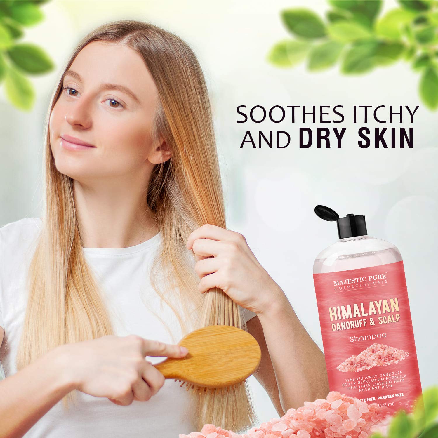 Majestic Pure Himalayan Sulfate Free Dandruff and Itchy Dry Scalp Shampoo, 16 fl. oz. Washes