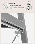 SONGMICS Step Ladder, 3-Step Ladder, Folding Ladder, Safety Lock, Space-Saving Storage, Holds up to 330 lb, Dove Gray UGSL003GY01