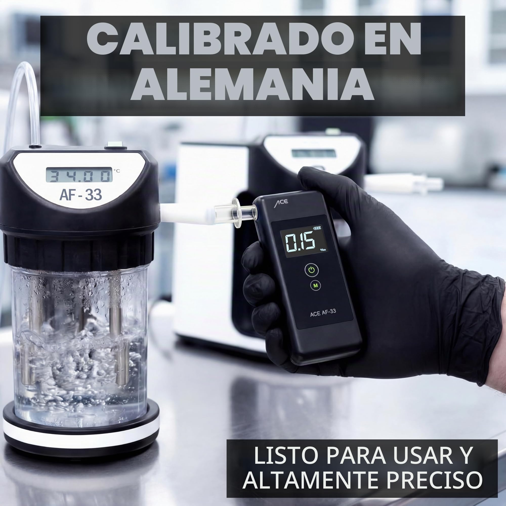 Alcoholímetro ACE AF-33 - el alcoholímetro nº 1 según AUTO BILD (comparativa 2023) - alcoholímetro/promilímetro de precisión policial