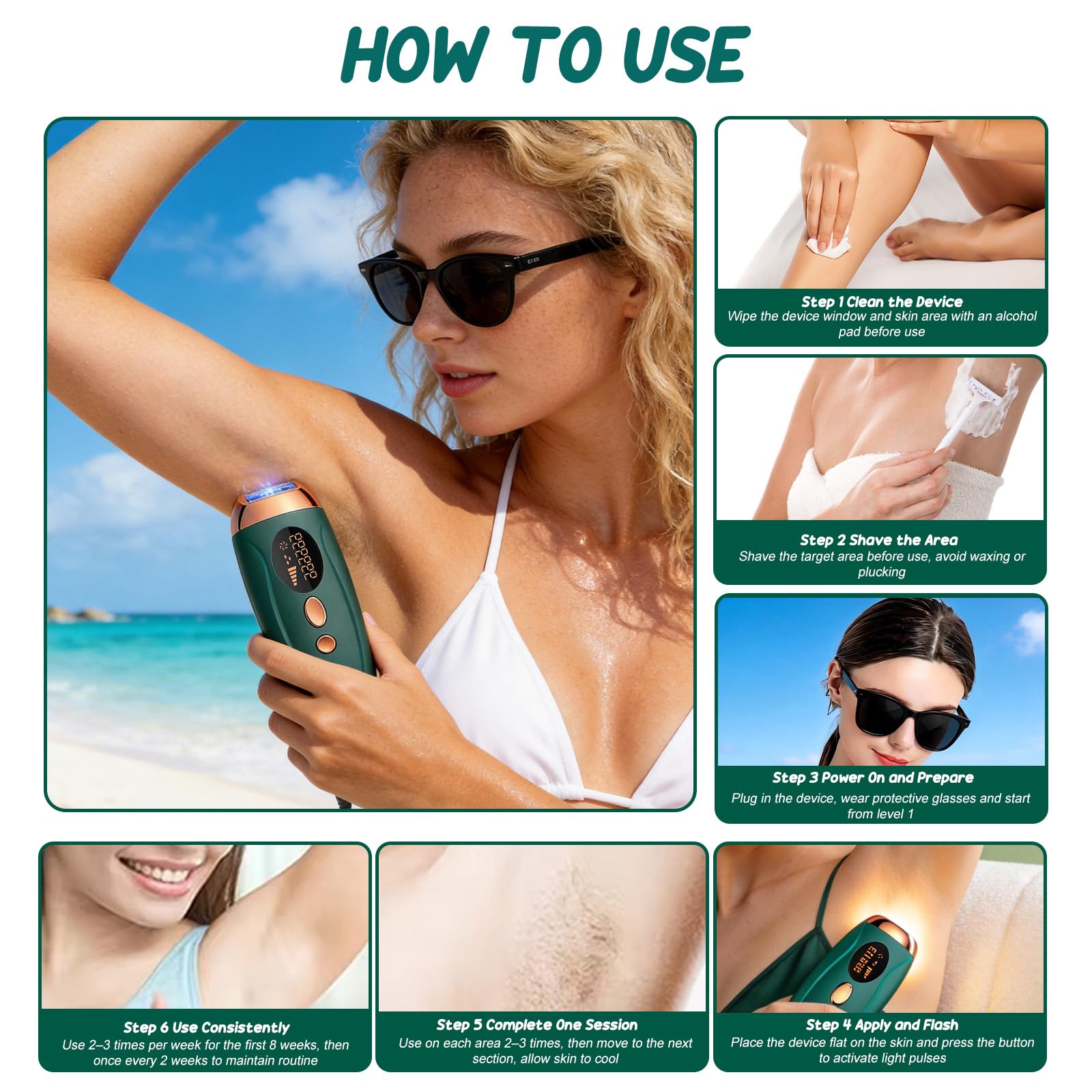 Dispositivo de depilación IPL para mujeres, 999,000 flashes, 5 niveles de potencia, removedor de vello facial para cara, bikini, cuerpo, piernas, axilas, dispositivo de depilación en casa para