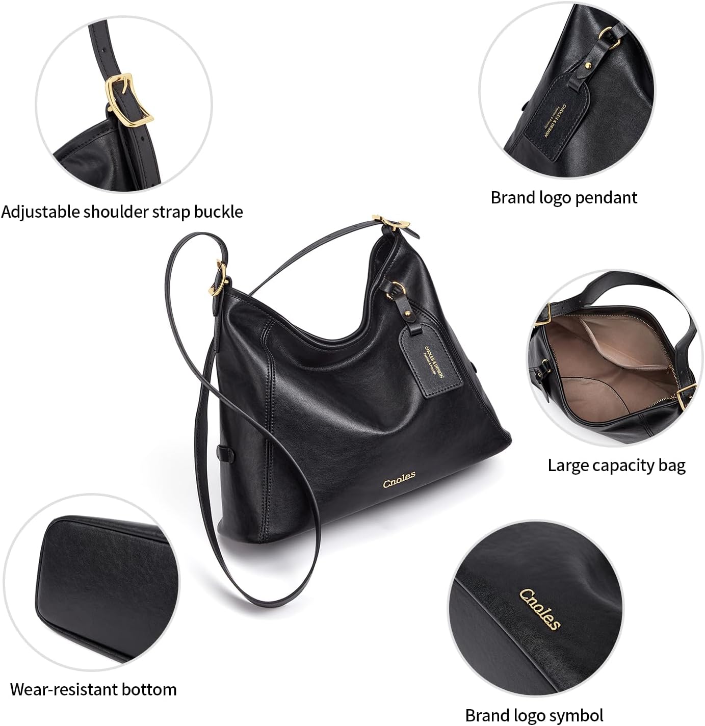 Cnoles Hobo Bag For Women Ladies Fashion Leather Handbag And Purses Tote Shoulder Satchel Crossbody Bags Top Handle Purse - Image 5