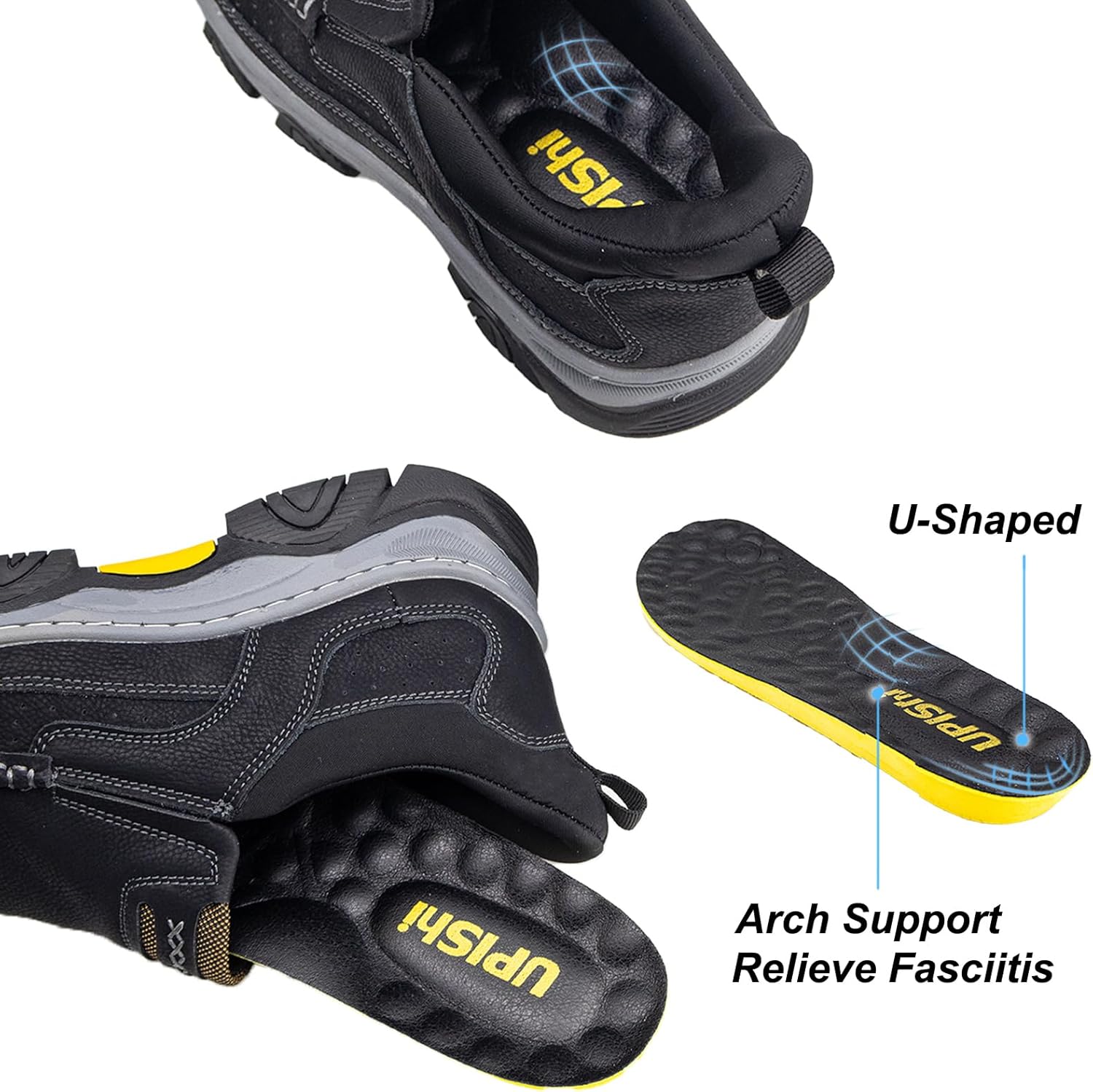 UPIShi Men's Hands Free Slip On Walking Leather Loafers Slip-ins Work Office Dress Casual Outdoor Lightweight Cushioning Shoes - Image 4