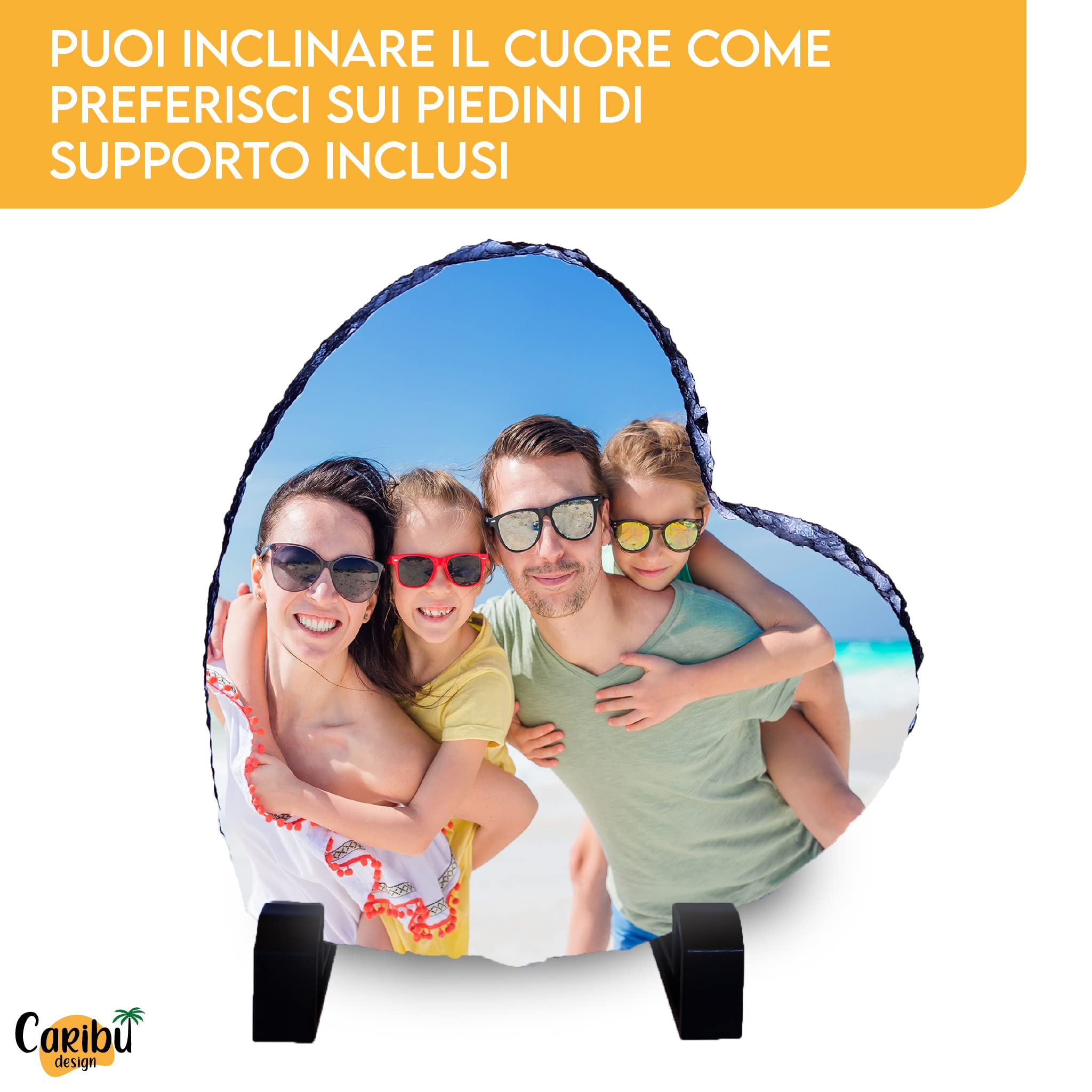 Foto su Pietra Personalizzata - Ardesia Personalizzabile con Stampa Fotografia e Testo - Piedistallo Incluso - Idea Regalo San Valentino, Compleanno, Anniversario, Natale, Festa