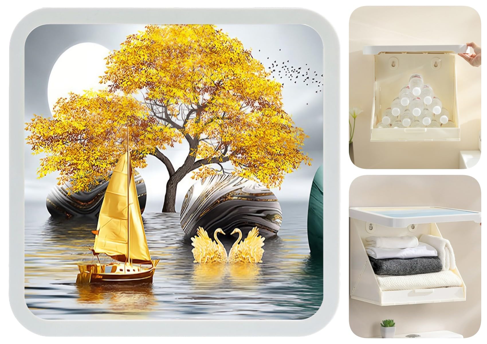 Boîte de rangement pliable suspendue pour organiser le linge propre dans une petite douche