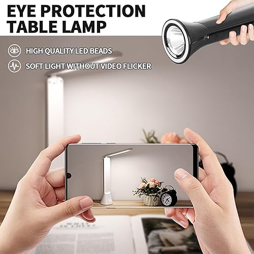 Miniatura 4 de Lámpara de escritorio LED recargable con linterna, lámpara de escritorio portátil plegable, lámpara de escritorio LED inalámbrica, lámpara de