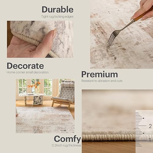 Miniatura 5 de Alfombra de área de 8 x 10 pies para dormitorio, alfombra lavable para sala de estar, cocina, comedor, antideslizante, decoración del hogar,