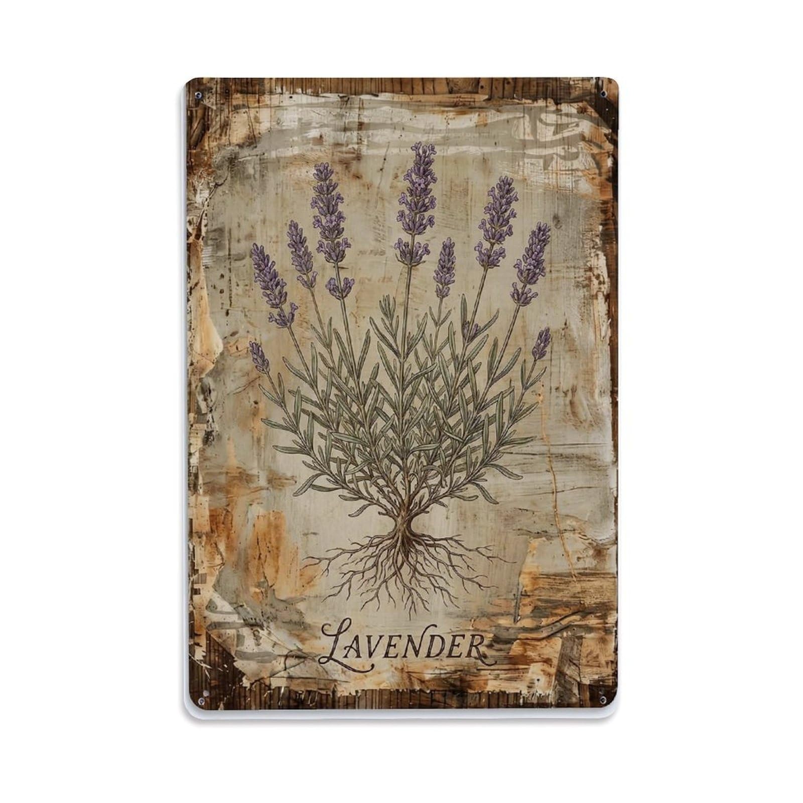 Fqnyr Style Lavender Herb Garden Metal Tin Sign Plaque Wall Decor For Cafe, Club Bar, Office, Home Garden Metal Poster 8X12inch
