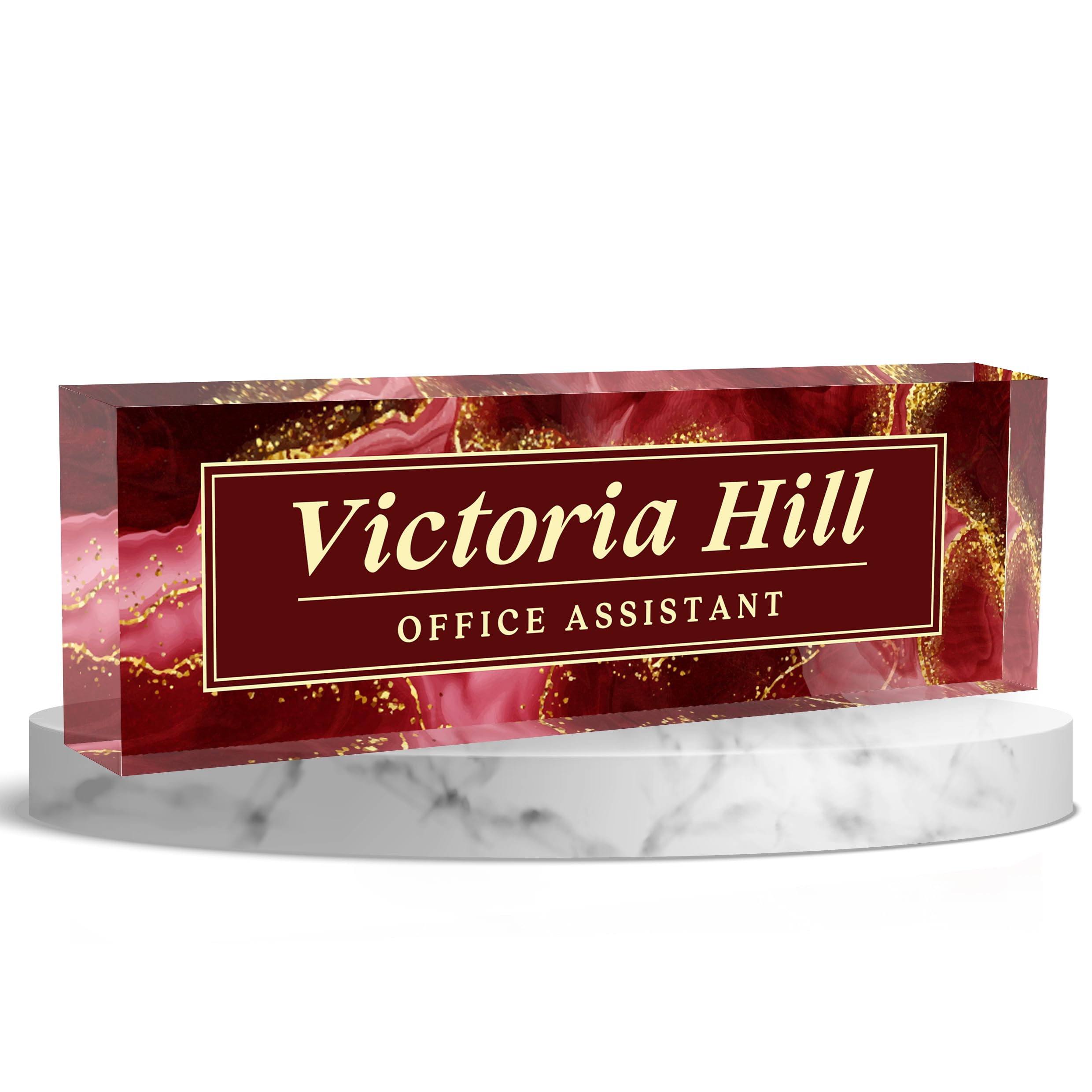 Desk Name Plate Personalized, Custom Acrylic Name Plate for Desks Decor, Teacher Appreciation Gifts, Personalized Office Gifts for Women Boss Employee