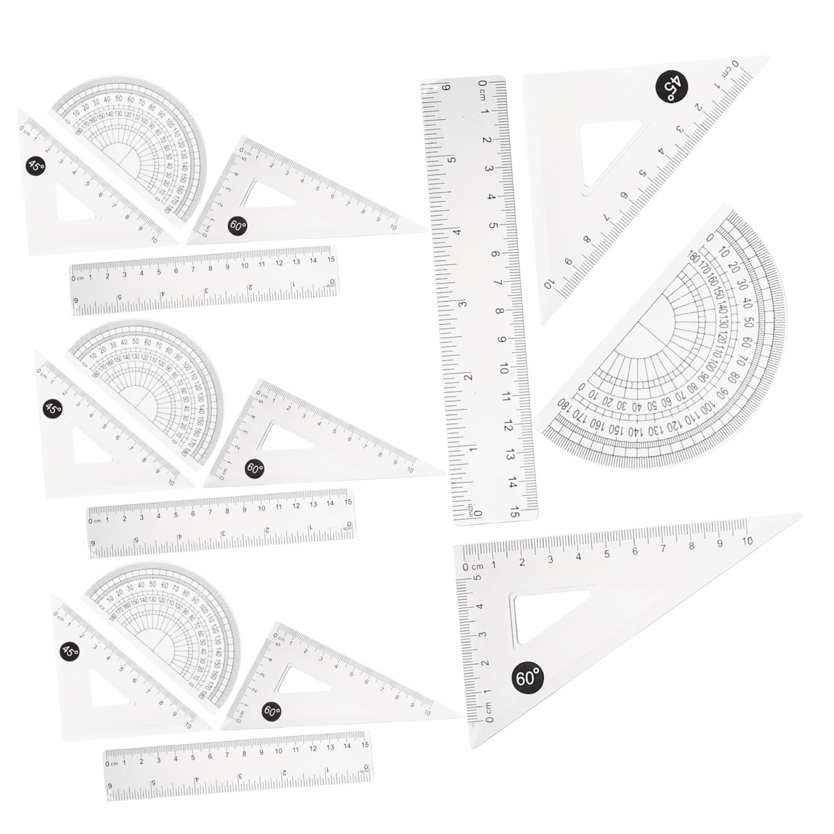 TEHAUX 20sätze Teiliges Geometrie Zeichnungsset Mit Transparenten Linealen Dreieckslineal Und Messwerkzeugen Für Schule Büro Und Zuhause Für Studenten Und Designer