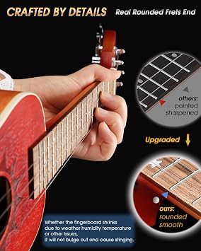 Winzz 23 inch Ukulele Concert for Adults Beginners, for Kids age 6+,Mahogany Body, Unique Design Starter Kit (Carbon Strings, Matte Sunburst)