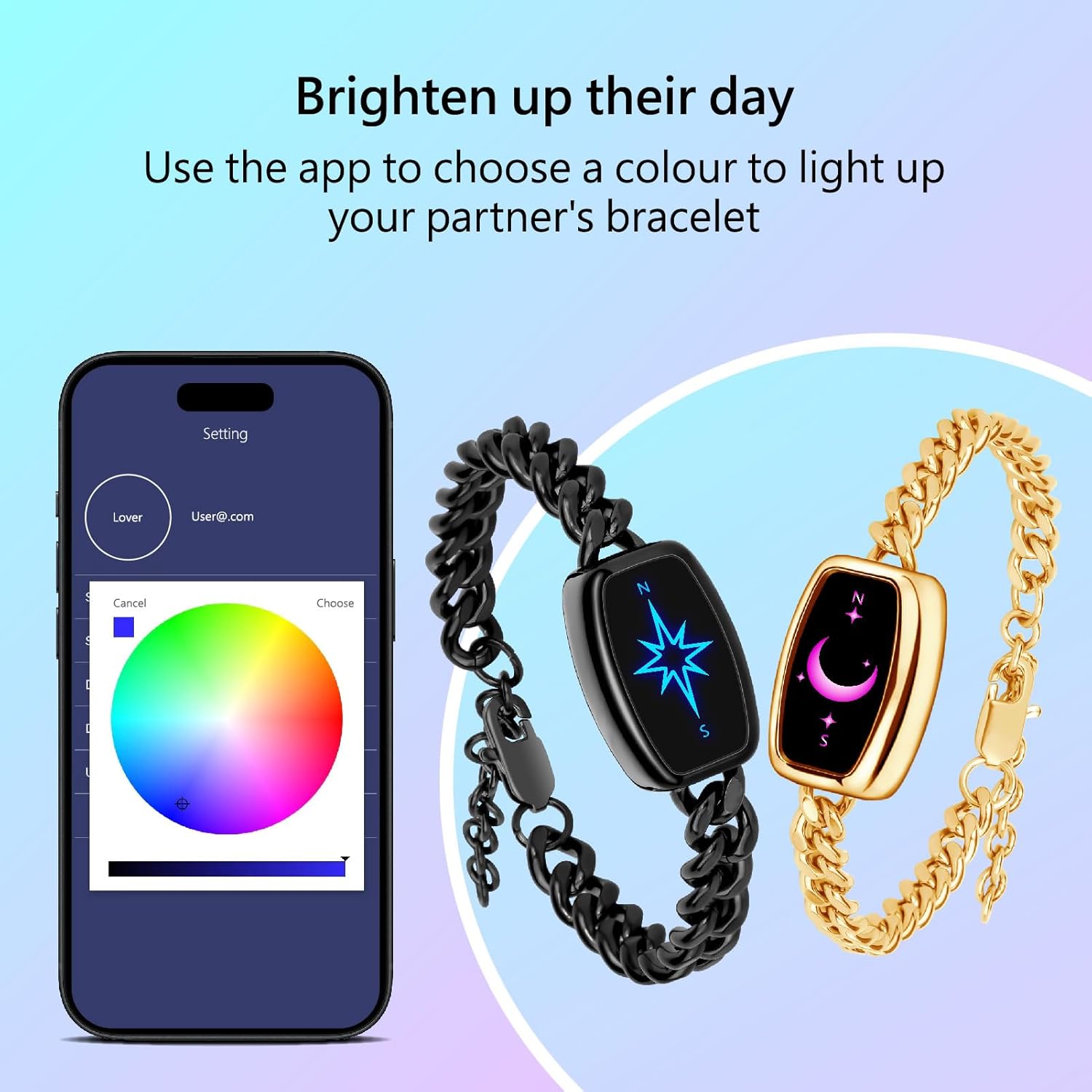 Long Distance Touch Bracelets for Couples, Vibration & Light up | Long Distance Couples Bracelets Relationship Gifts for Girlfriend