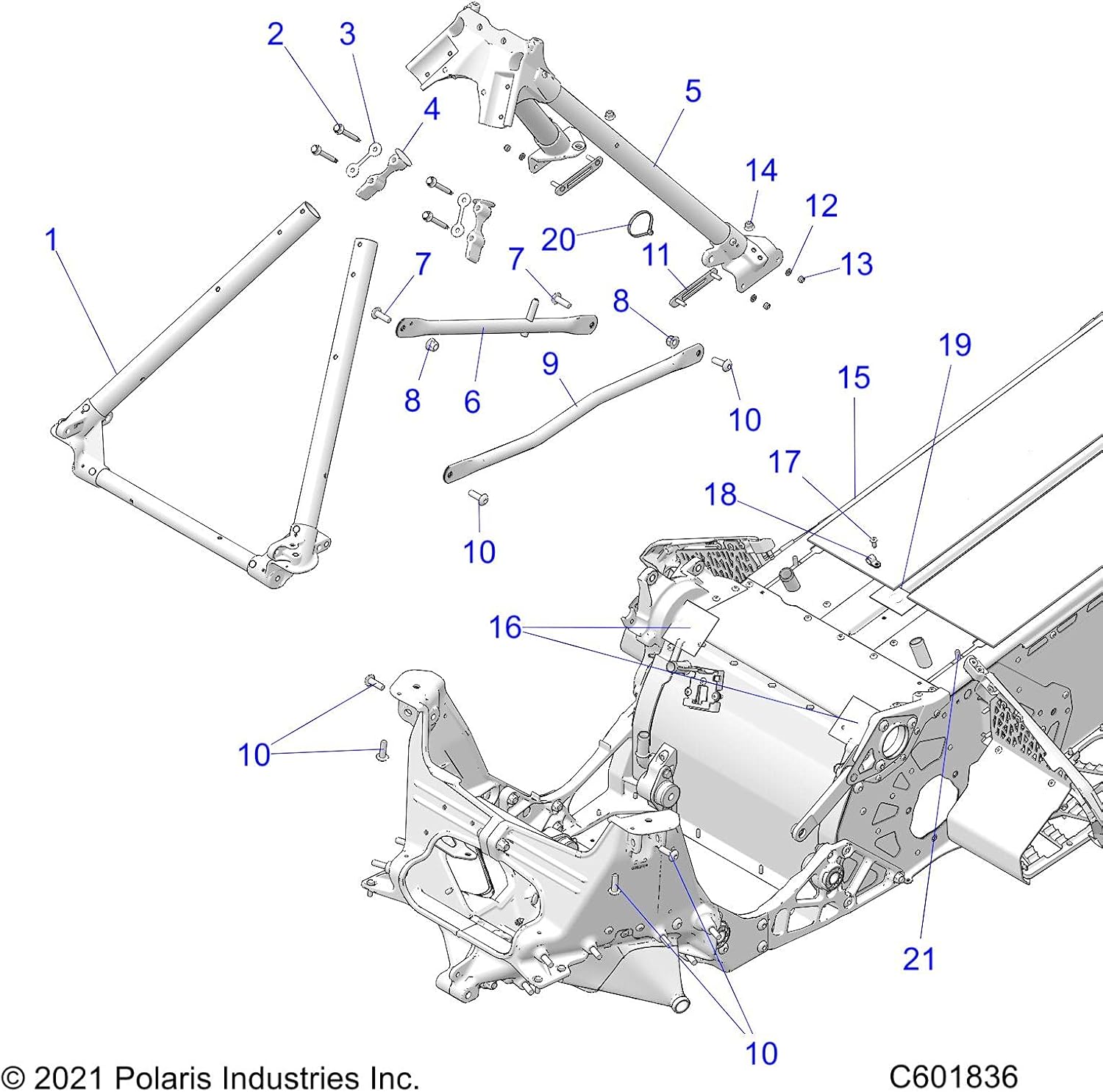 Polaris 1019861-067 Gloss Black Right Hand Brace Tube Switchback RMK XCR 800 850