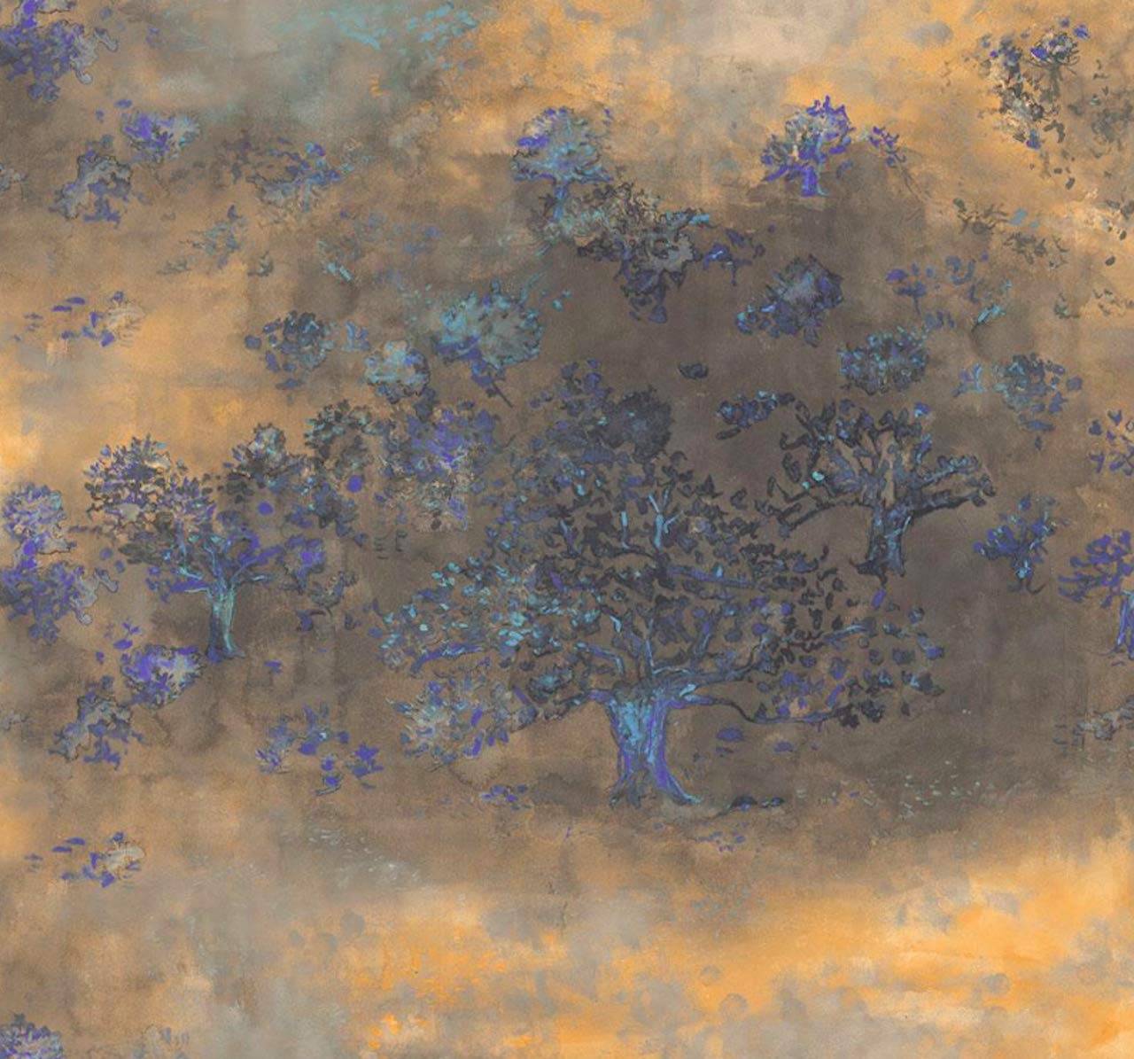 Buy Tree Wallpaper Toile Wallpaper Gold Wallpaper Blue Wallpaper