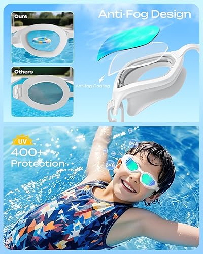 Miniatura 4 de Swim Goggles for Kids 6-14, Anti-Fog UV Protection Kids Goggles, Leakproof Pool Swimming Goggles for Youth Boys Girls