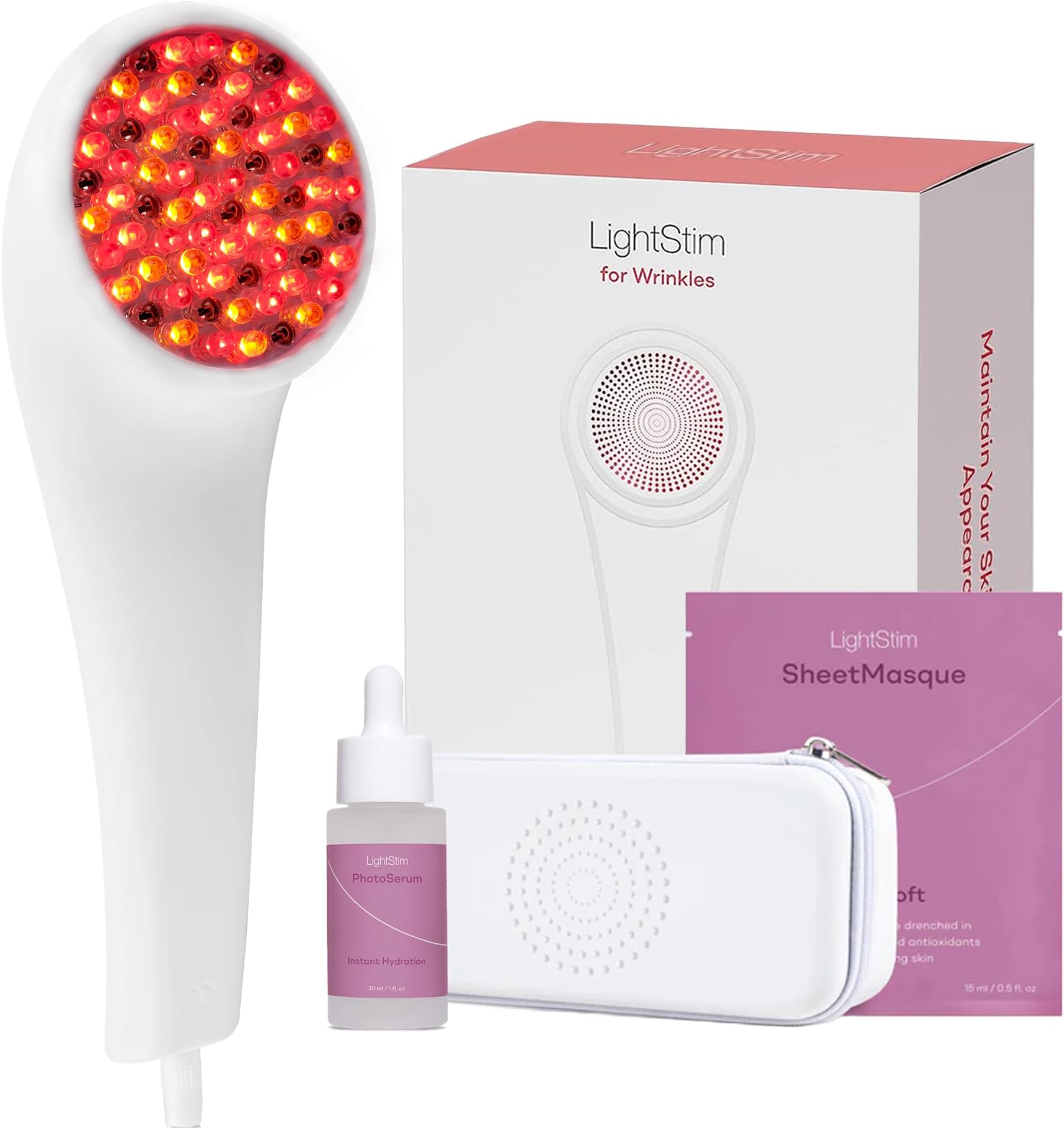 LightStim for Wrinkles LED Red Light Therapy with 72 LEDs (605, 630, 660, & 855 nm Wavelengths). Reduces Fine Lines, Wrinkles, Rejuvenates Skin, and Maintains a Youthful Appearance FDA Cleared White