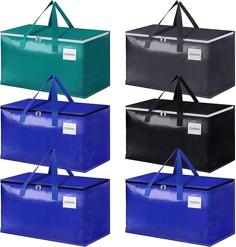StorageRight Bolsas de mudanza, cajas de mudanza resistentes, bolsas de almacenamiento con cremallera, asas reforzadas y bolsillo para etiquetas,